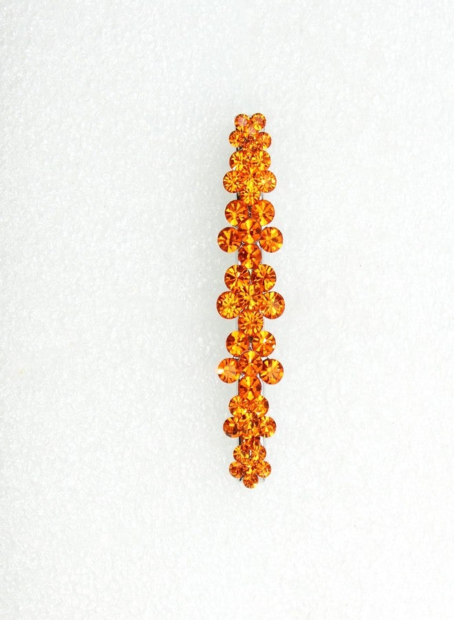 Faship Gorgeous Orange Crystal Floral Small Alligator Hair Clip - Image 2